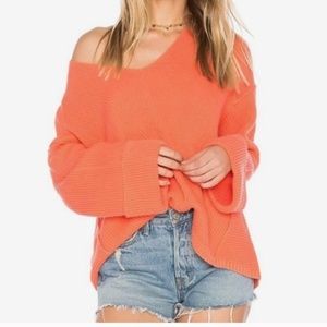 Free People La Brea V-neck Sweater Coral M